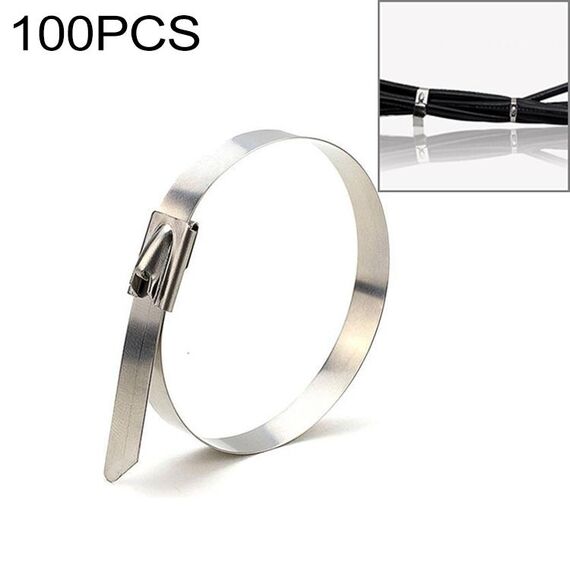 100 PCS 4.6x600mm Fascette per cavi in ​​metallo in acciaio inossidabile Tie Zip Wrap Fascette termiche di scarico Tubo di induzione