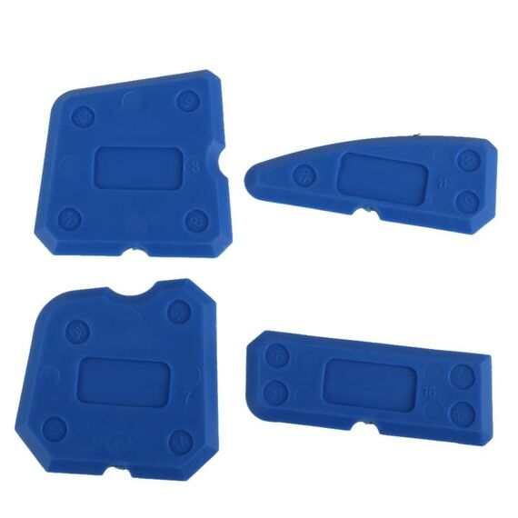 4 pezzi Raschietto per vetro in silicone Strumenti per cucitura di bellezza per piastrelle in materiale ecologico (blu)