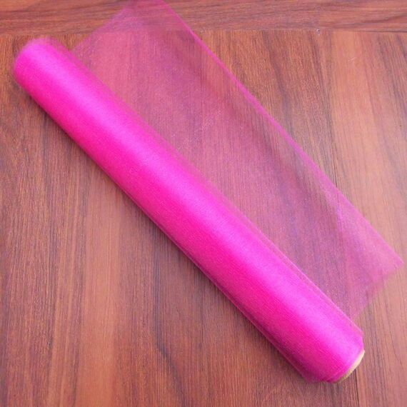 3 pezzi Rotolo di tulle Tessuto di cristallo Organza Rotolo di tulle Decorazione per matrimonio Festa di compleanno, Dimensioni: 2,5 mx48 cm (rosso rosa)