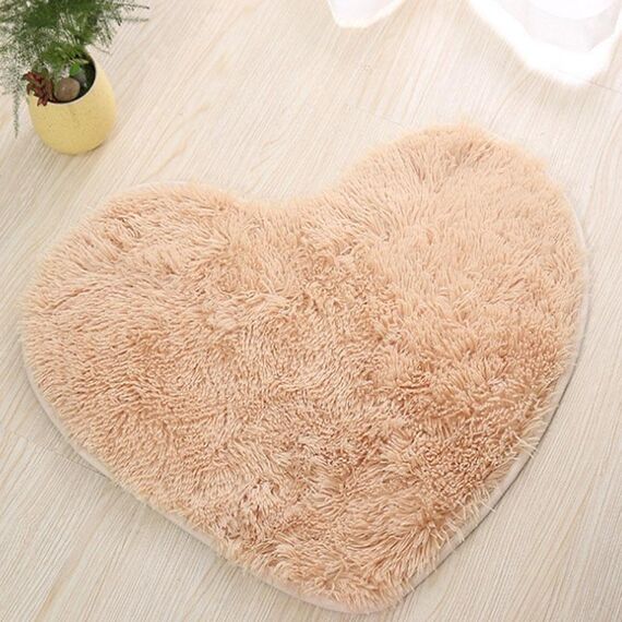 Tappetini da bagno antiscivolo a forma di cuore Tappeto da cucina Decorazione della casa, dimensioni: 60 * 70 cm (cammello chiaro)
