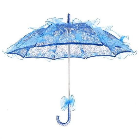 Feste di matrimonio Ombrello da sposa in pizzo di cotone Ombrello da ballo per fotografia (blu)