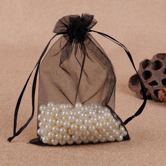 Sacchetti regalo da 100 pezzi Sacchetti in organza per gioielli Sacchetti estraibili per feste di compleanno per matrimoni, dimensioni sacchetto regalo: 7 x 9 cm (nero)