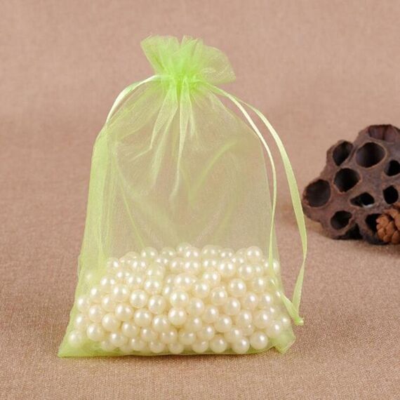 Sacchetti regalo da 100 pezzi Sacchetti in organza per gioielli Sacchetti estraibili per feste di compleanno per matrimoni, dimensioni sacchetto regalo: 7X9 cm (verde frutta)