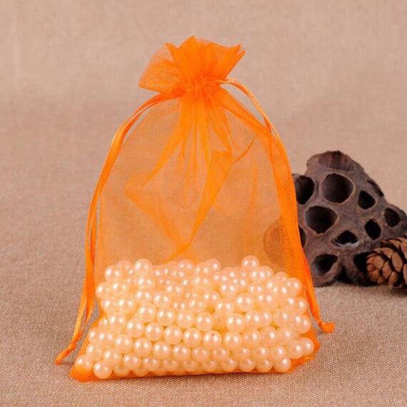 Sacchetti regalo da 100 pezzi Sacchetti di organza di gioielli Sacchetti estraibili per feste di compleanno per matrimoni, dimensioni del sacchetto regalo: 10x15 cm (arancione)