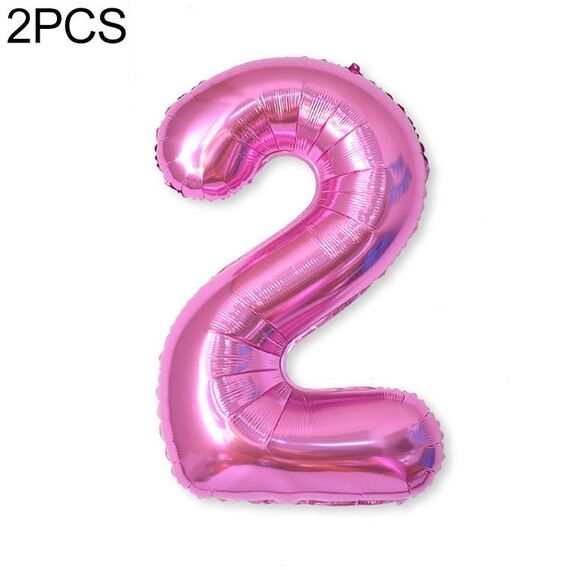 2 PCS 40 pollici Numero di foglio di alluminio Palloncini Balloons Compleanno Wedding Engagement Party Decor Kids Ball Forniture (2-Rose Red)