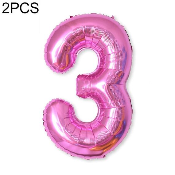 2 PCS 40 pollici Numero di foglio di alluminio Numero palloncini Balloons Compleanno Wedding Engagement Party Decor Kids Ball Forniture (3-Rose Red)