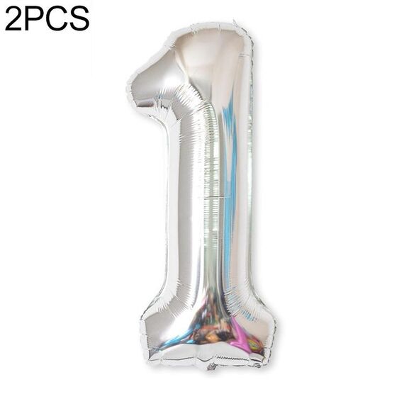 2 PCS 40 pollici Numero di foglio di alluminio Palloncini Balloons Compleanno Compleanno Wedding Engagement Party Decor Kids Ball Forniture (1-Silver)