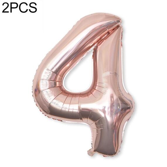 2 PCS 40 pollici Numero di foglio di alluminio Palloncini Balloons Compleanno Wedding Engagement Party Decor Kids Ball Forniture (4-chambaign Gold)