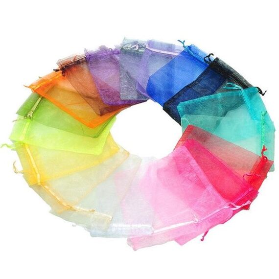 Sacchetti regalo in organza da 100 pezzi Sacchetti per imballaggio di gioielli Decorazione per feste di matrimonio, dimensioni: 7x9 cm (colore casuale D21)