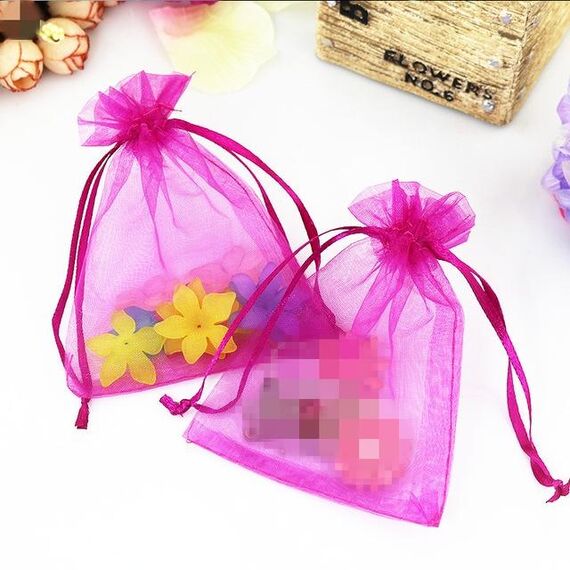 Sacchetti regalo in organza da 100 pezzi Sacchetti per imballaggio di gioielli Decorazione per feste di matrimonio, dimensioni: 7x9 cm (D8 Rose Red)