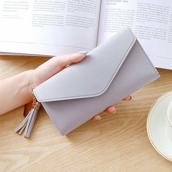 Portafoglio lungo Portafogli donna Nappa Moda Portamonete Porta carte Portafogli Donna Clutch PU Portafoglio in pelle (viola chiaro)