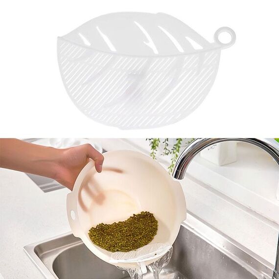 Gadget per il lavaggio del riso a forma di foglia Tagliatelle Fagioli Scolapasta Filtri Strumento per la pulizia, Dimensioni: 10,5x14,5 cm (Bianco)