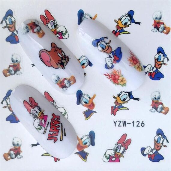 10 PCS Summer Colorful Nail Sticker Water Transfer Nail Decorations (YZW-126)