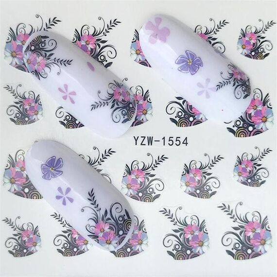 10 PCS Summer Colorful Nail Sticker Water Transfer Nail Decorations (YZW-1554)