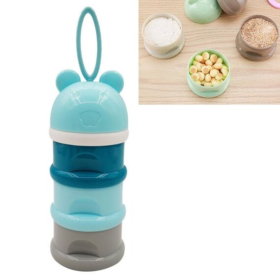 3 pezzi Scatola portaoggetti portatile per alimenti per bambini a 3 strati stile rana Contenitore per latte in polvere per cartoni animati di cereali essenziali Contenitore per latte per bambini per bambini (blu)