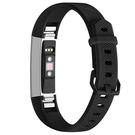 Banda di orologi in silicone a colori solidi per Fitbit Alta / HR (nero)