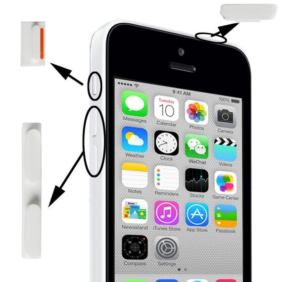 Pulsante muto 3 in 1 + pulsante di accensione + pulsante Volume per iPhone 5C (bianco)