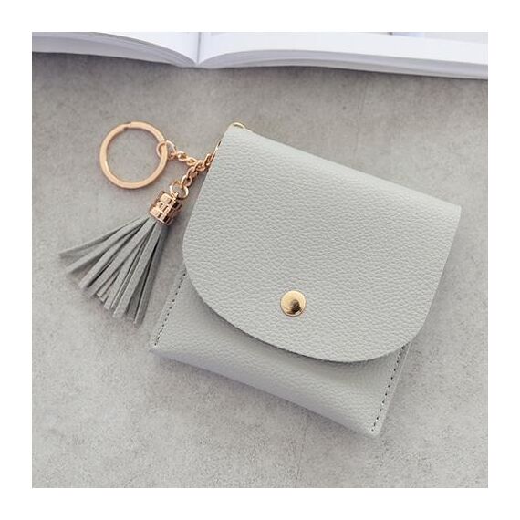 Portafoglio donna moda portafoglio corto in pelle mini porta carte d'identità casual borse borsa da donna con frizione (grigio)