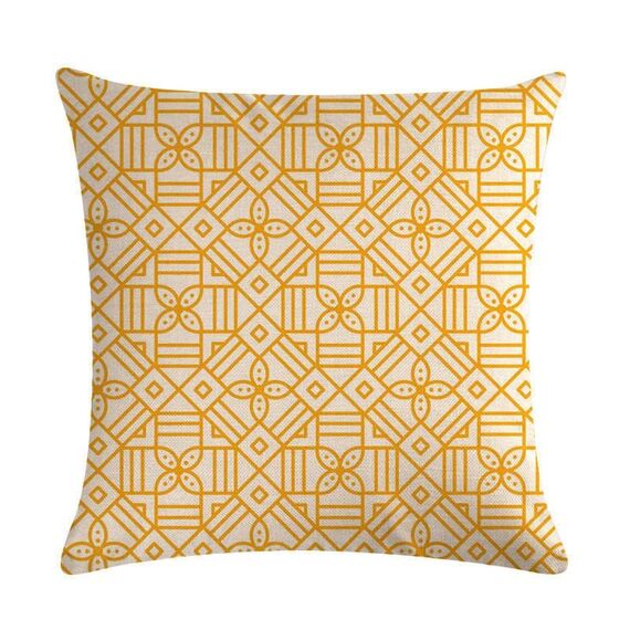 Fodera per cuscino multicolore in cotone e lino senape Fodere per cuscino geometriche gialle Dimensioni decorative: 45 cm x 45 cm (2)