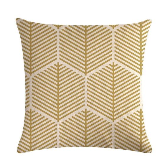 Fodera per cuscino multicolore in cotone e lino senape Fodere per cuscino geometriche gialle Dimensioni decorative: 45 cm x 45 cm (5)