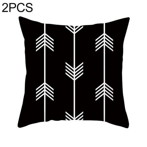 2 pezzi Federe decorative geometriche astratte semplici e moderne in bianco e nero Federa per cuscino in poliestere (9)