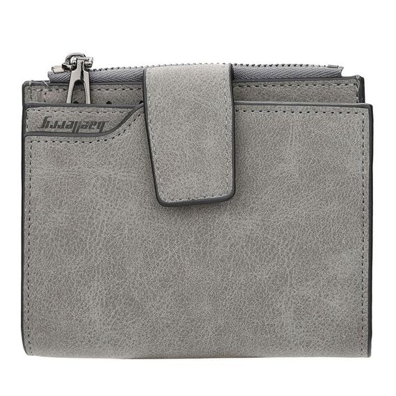 Tasca portamonete per portafoglio con cerniera in pelle corta moda vintage da donna (grigio)