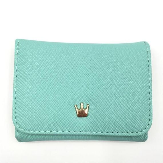 Portafogli donna corto mini portamonete portamonete in pelle PU decorato con corona (verde chiaro)