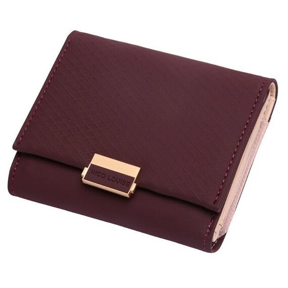 Portafoglio di lusso Portafoglio donna in pelle da donna Portafoglio scozzese Portafoglio da donna Porta carte di credito Portamonete piccolo per ragazze (rosso vino)