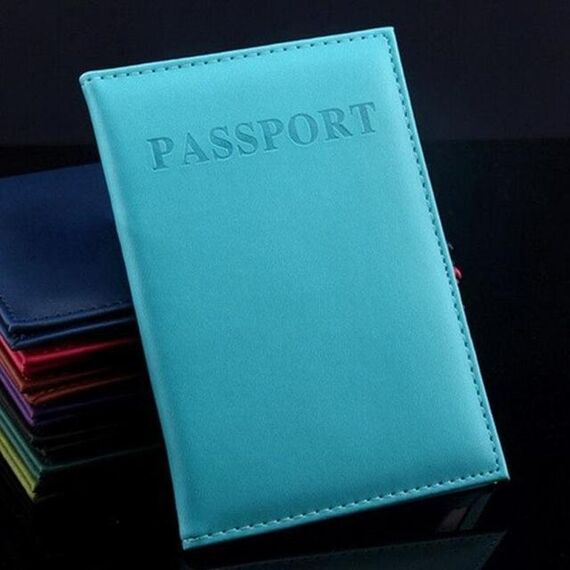 Custodia per passaporto da viaggio in pelle artificiale (blu chiaro)