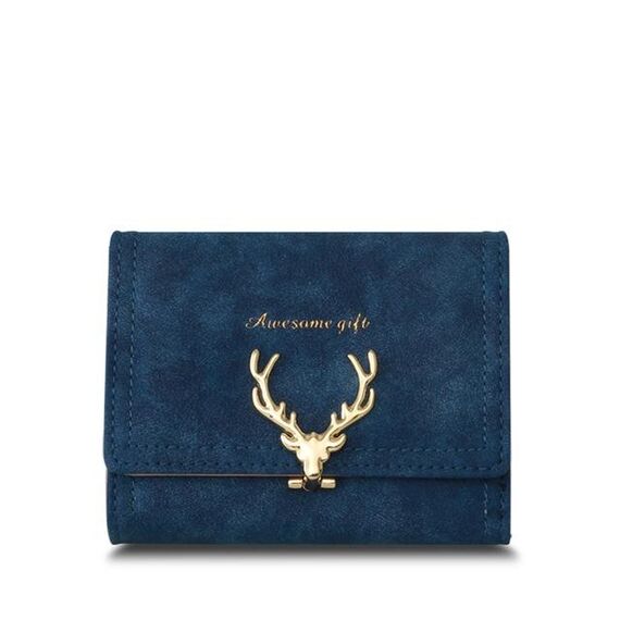 Borsa da donna stile corto fulvo smerigliato alla moda borsa da tasca multi-card (blu scuro)
