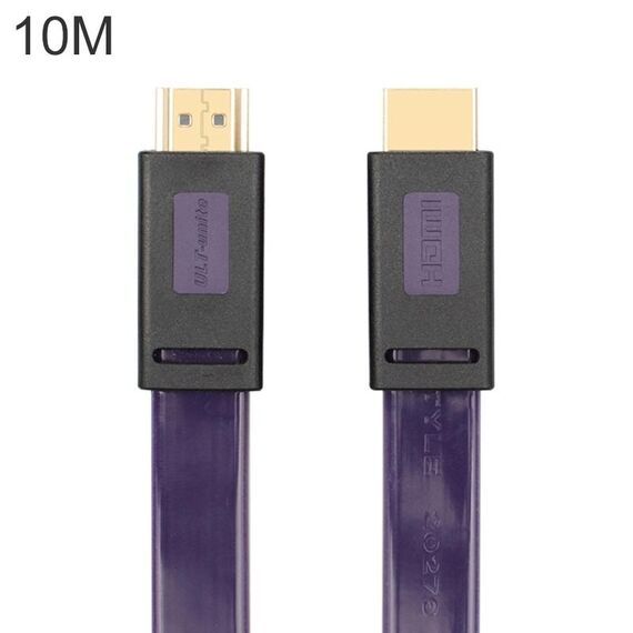 Ult-UNITE 4K Ultra HD placcato oro HDMI a HDMI Cavo piatto, lunghezza del cavo: 10m (trasparente viola)