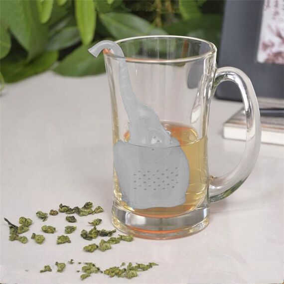 Infusore per tè Filtro per teiera Filtro per foglie di tè in silicone per elefanti (grigio)
