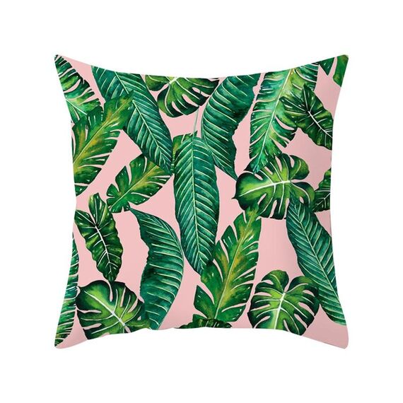Piante tropicali Federa in poliestere Federe decorative Foglie verdi Copricuscino da tiro Quadrato 45 cm x 45 cm (32)