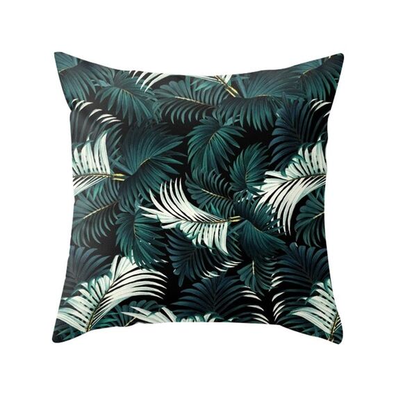 Piante tropicali Federa da cuscino in poliestere Federe decorative Foglie verdi Copricuscino da tiro Quadrato 45 cm x 45 cm (36)