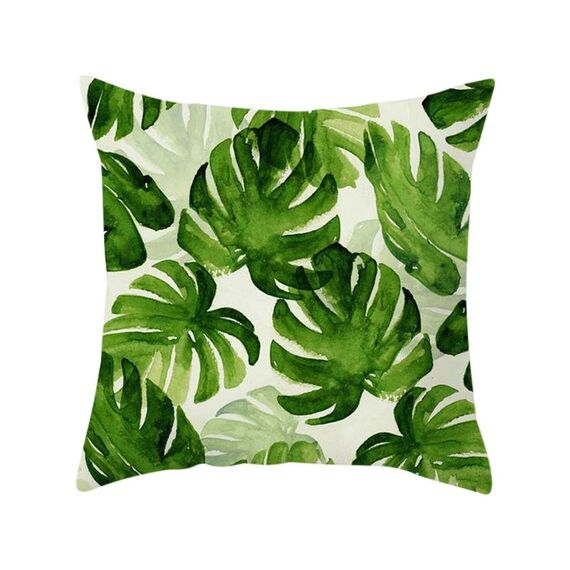 Piante tropicali Federa in poliestere Federe decorative Foglie verdi Copricuscino quadrato 45 cm x 45 cm (5)