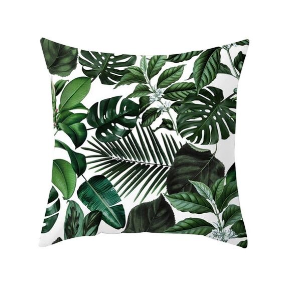 Piante tropicali Federa da cuscino in poliestere Federe decorative Foglie verdi Copricuscino da tiro Quadrato 45 cm x 45 cm (13)