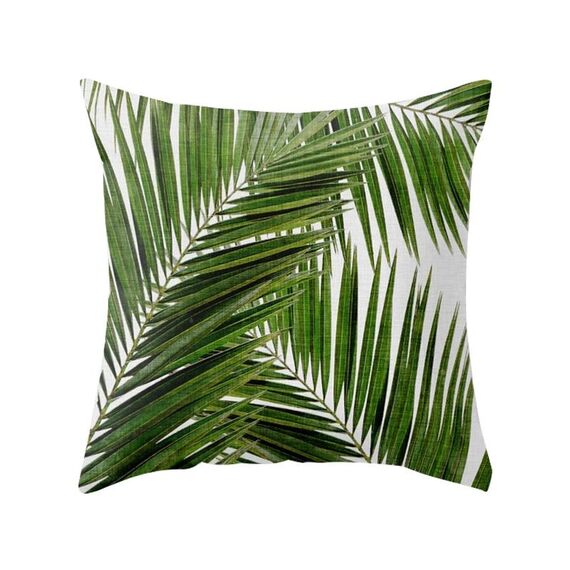 Piante tropicali Federa in poliestere Federe decorative Foglie verdi Copricuscino quadrato 45 cm x 45 cm (24)