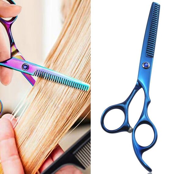 Forbici da parrucchiere professionali per taglio di capelli Forbici per sfoltire Barber (Blue Thinning （SXLC-604T)