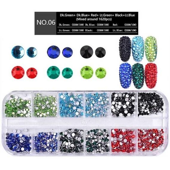 Nail flat-back AB Crystal Strass 3D Charm Gemme Manicure fai da te Decorazioni per unghie (06)