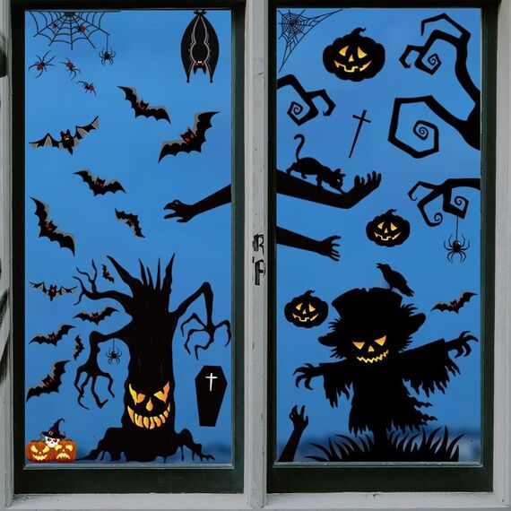 3 set Adesivi Decorazione di Halloween Lampada di zucca Spider Ghost Adesivi elettrostatici, Stile: BQ049-51-52