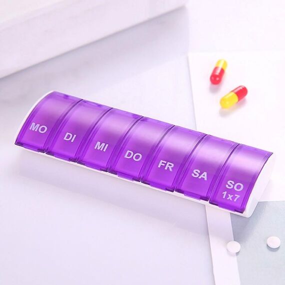 Mini portapillole portatile in sette parti (viola)