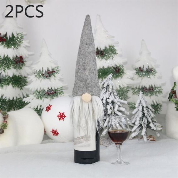 2 pezzi CX20214 Borsa per bottiglia di vino per bambola senza volto Decorazione natalizia (grigio)