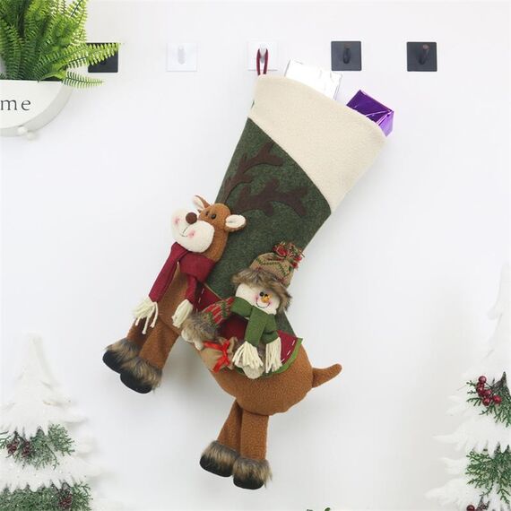 CX20226 Decorazione con pendente per albero di Natale, modello pupazzo di neve, calzino natalizio