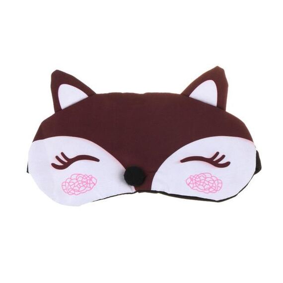 Cute Fox 3D Sleep Mask Rest Travel Sleeping Cover Sleep Ice Mask (caffè)