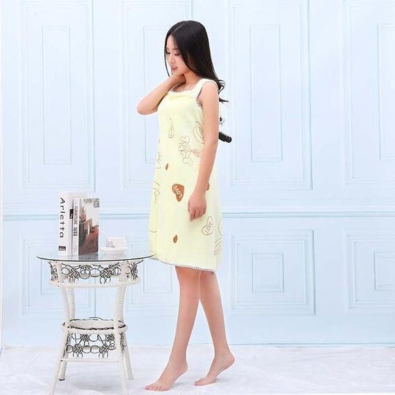 Asciugamani da bagno Fashion Lady Indossabile Asciugatura rapida Asciugamano da bagno magico Accappatoi da spiaggia Spa Gonna da bagno (giallo chiaro)