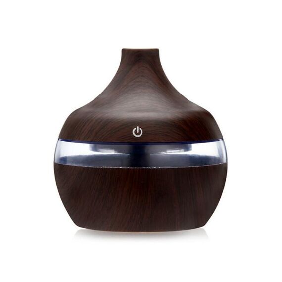 Umidificatore muto per purificatore d'aria aromaterapia a grana di legno USB 300ML a forma di goccia d'acqua, colore: venatura del legno
