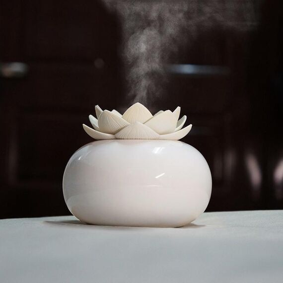 Purificatore d'aria umidificatore aromi idratante Lotus Ceramic Nano Spray (fiore bianco + ceramica bianca)