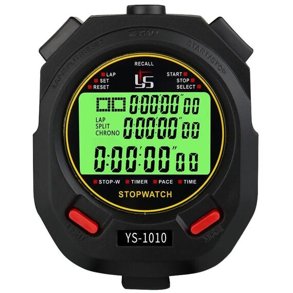 YS 3 righe Visualizzano luminoso cronometro cronometro addestramento arbitro stop watch, stile: YS-1010 10 Memories