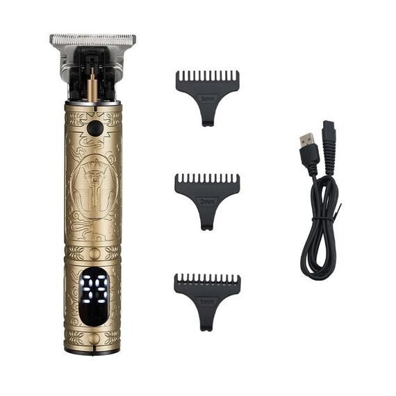 Pharaoh Vintage Pharaoh Incisione clipper ricaricabile USB con display LCD (giallo)