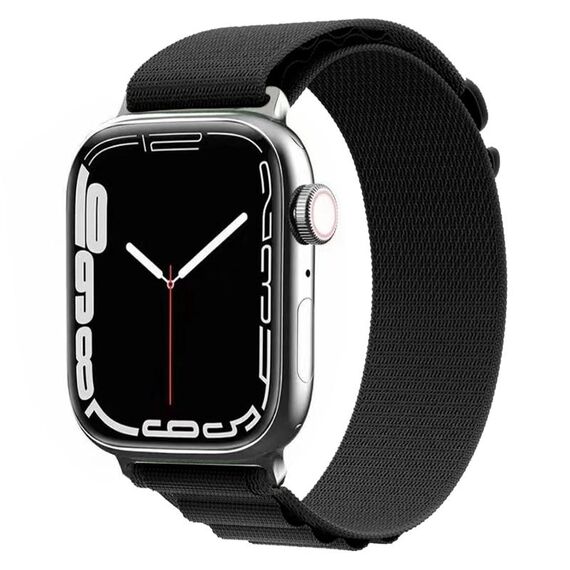 Cinturino in nylon per Apple Watch Series 8&7 45mm / SE 2&6&SE&5&4 44mm / 3&2&1 42mm (nero)